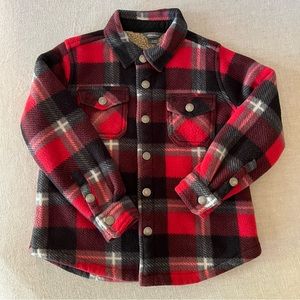 Eddie Bauer Sherpa Lined Plaid Snap Button Coat